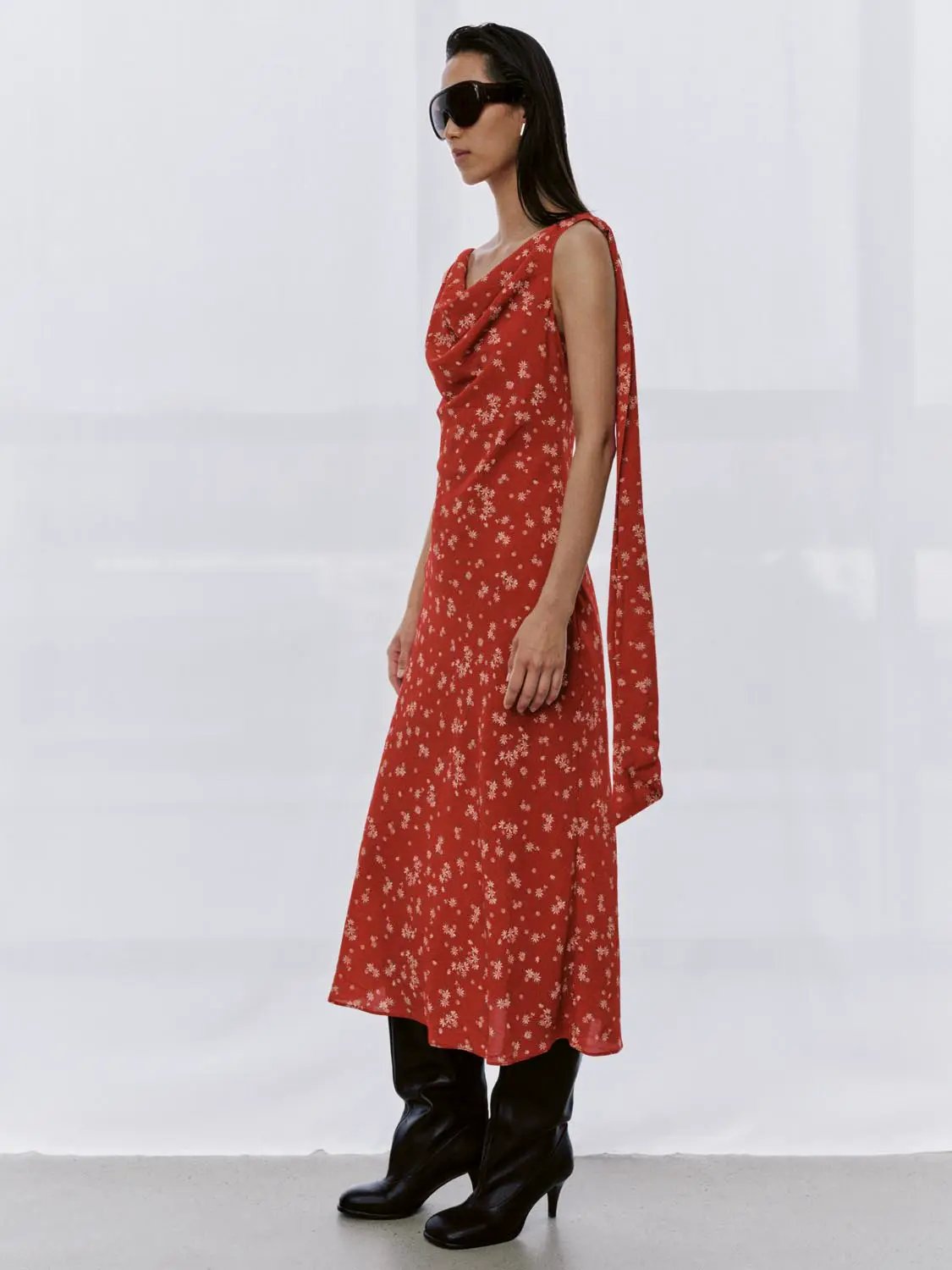 Cowl Neck Sleeveless Straight Midi Dresses by Urban Revivo Fashion