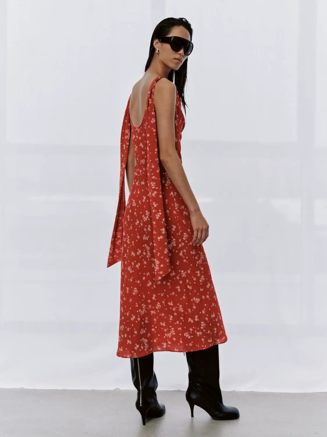 Cowl Neck Sleeveless Straight Midi Dresses by Urban Revivo Fashion