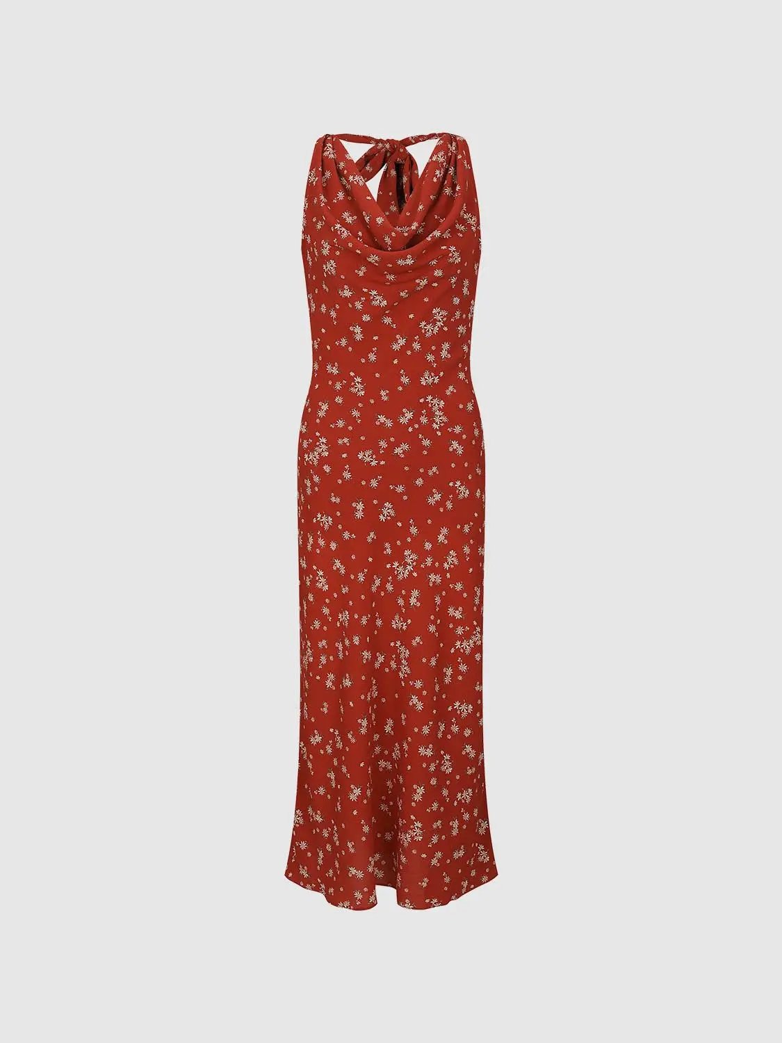Cowl Neck Sleeveless Straight Midi Dresses by Urban Revivo Fashion