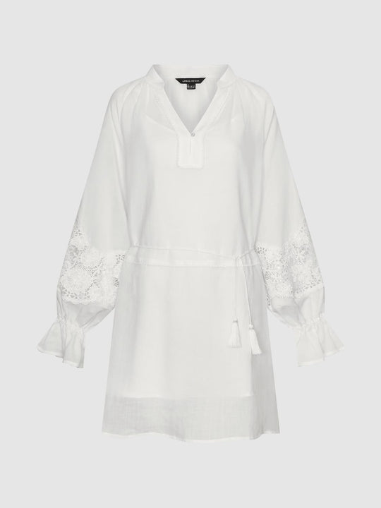 V-Neck Laced A-Line Midi Dresses