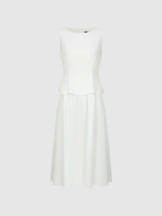 Peplum Waist Maxi Lyocell Linen Blend Dress