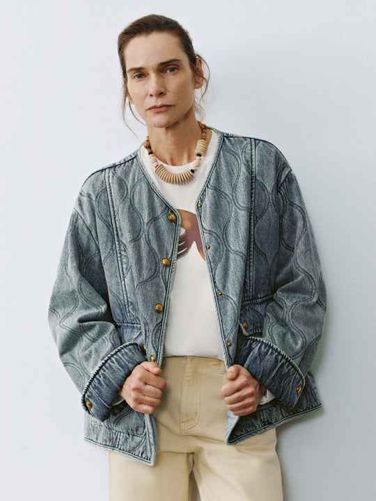 Vestes matelassées boutonnées en denim
