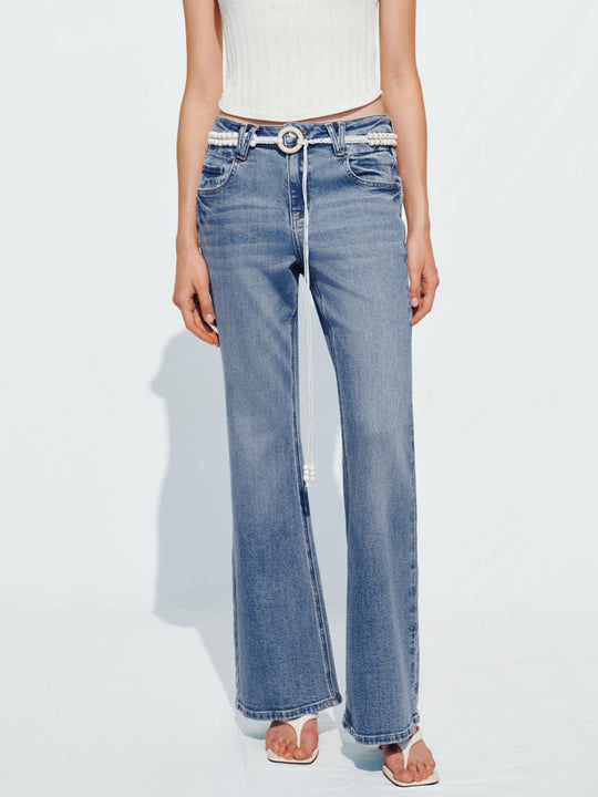 Jean en denim à jambes évasées