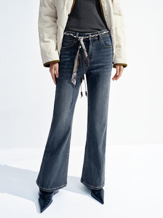 Belted Flare Leg Jeans