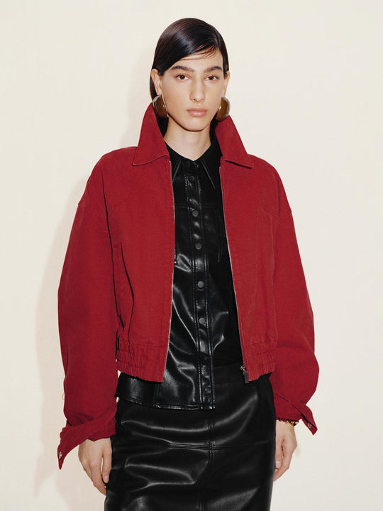 Cropped Denim Bomber Jackets