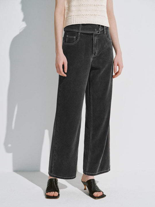 Belted Wide Leg Jeans