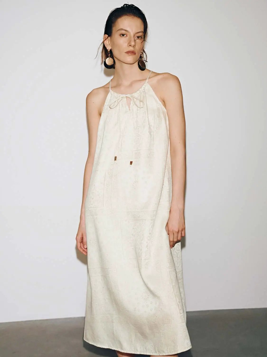 Strappy Lace-Up Denim Midi Dresses by Urban Revivo Fashion