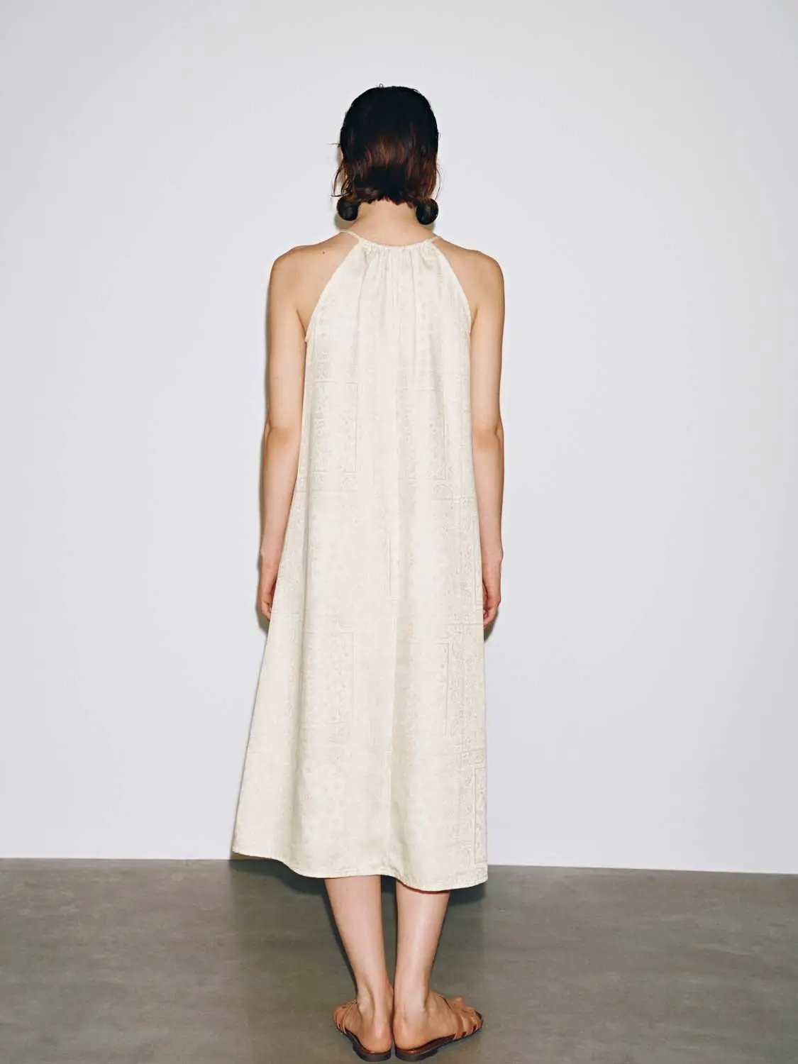 Strappy Lace-Up Denim Midi Dresses by Urban Revivo Fashion