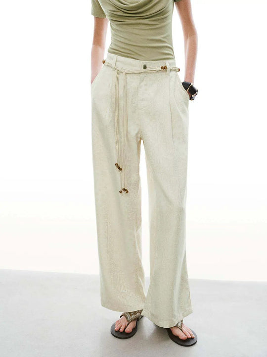 String Belt Wide Leg Jeans