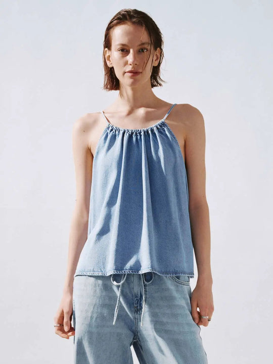 Strappy Sleeveless Denim Shirts