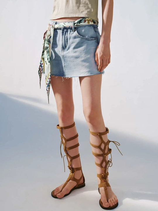 Shorts en jean à ourlet brut