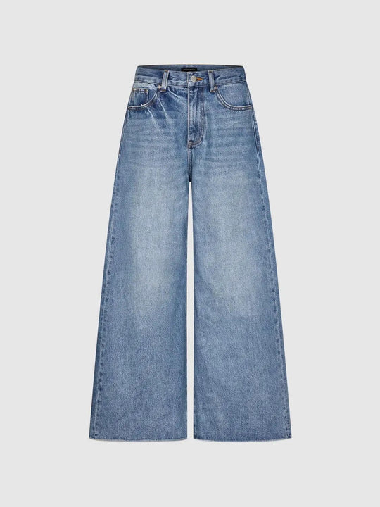 Denim Durable Comfort Fit Everyday Wear Wide Leg Jeans
