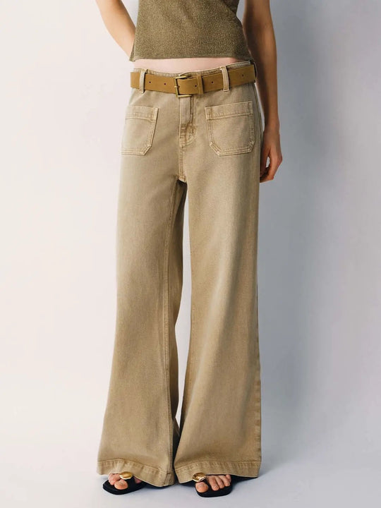 Wide-leg Cotton Lyocell Blend Denim Pants