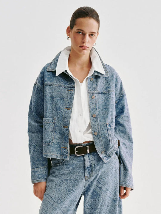 Faded Paisley Denim Jacket