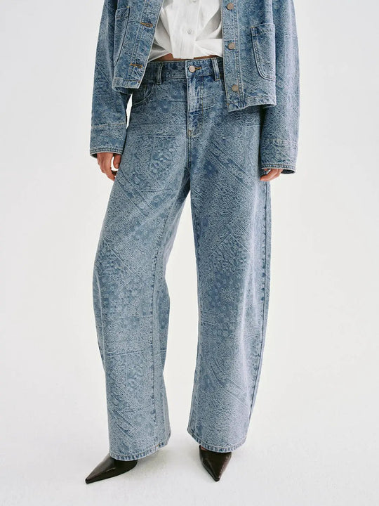 Mid-waisted Wide-leg Denim Jeans