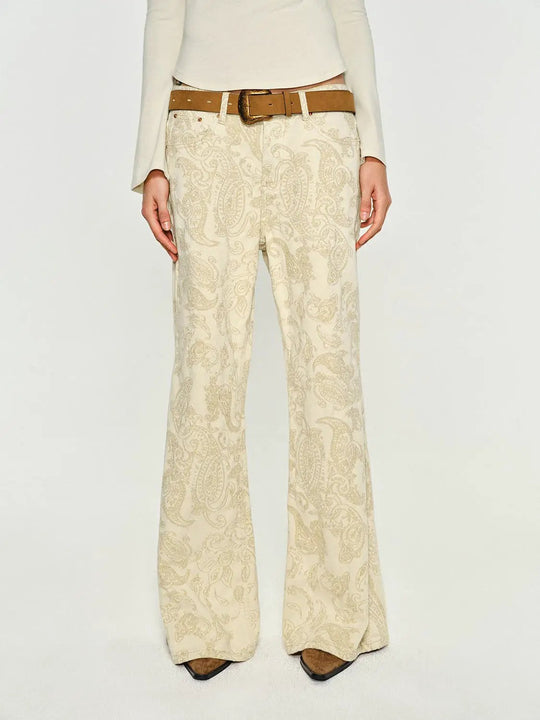 Paisley Print High-waisted Cotton Wide-leg Pants