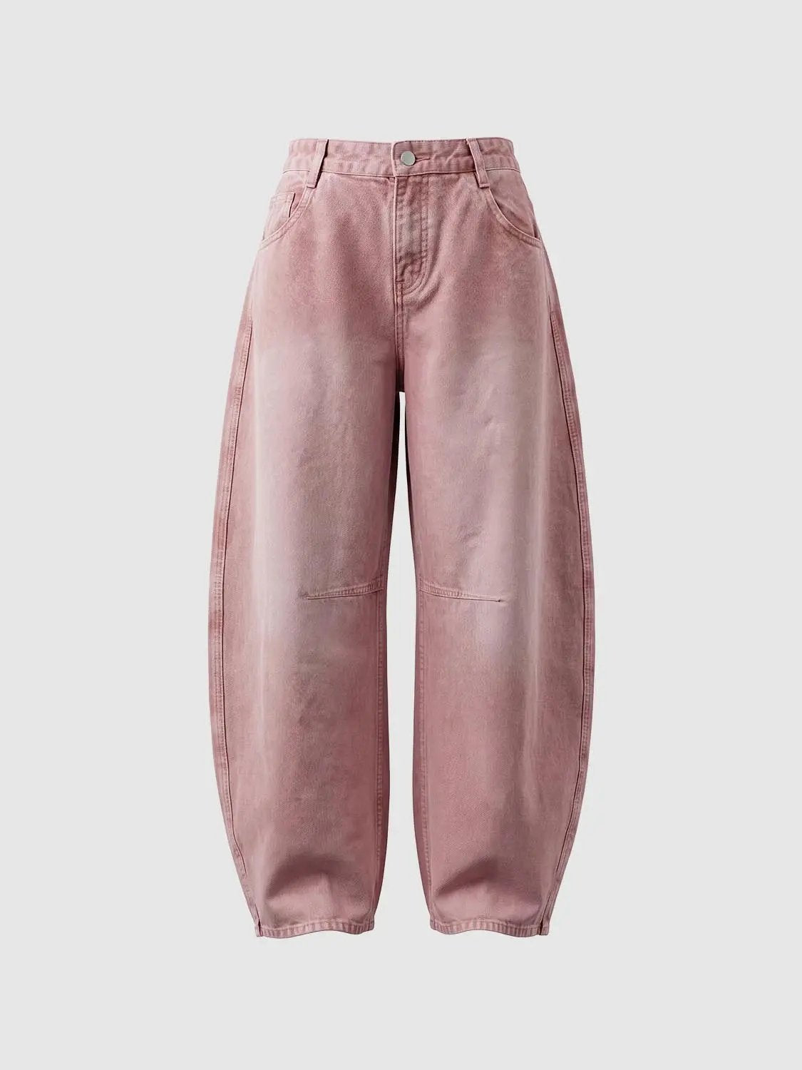 Casual Pants jeans in pink with a wide-leg silhouette by Urban Revivo Fashion