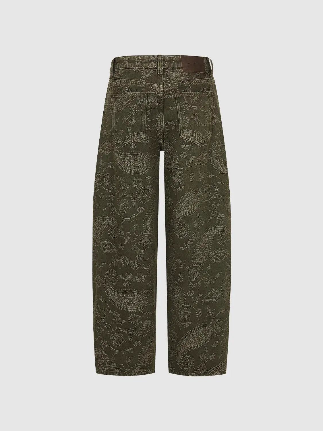 Casual jeans by Urban Revivo in olive paisley pattern with back pockets