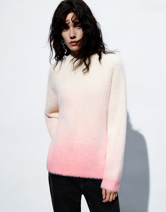 Strick-T-Shirt mit Rundhalsausschnitt und Farbverlauf