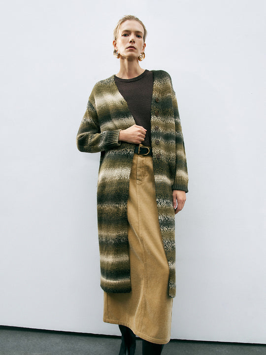 Cardigans longs en tricot boutonnés