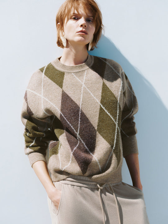 T-shirts tricotés à imprimé argyle