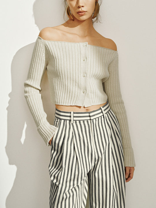 Rippstrick Langarm-T-Shirts