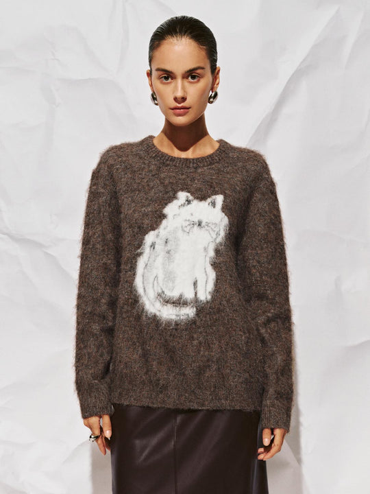 Dicke Langarm Strick-T-Shirts