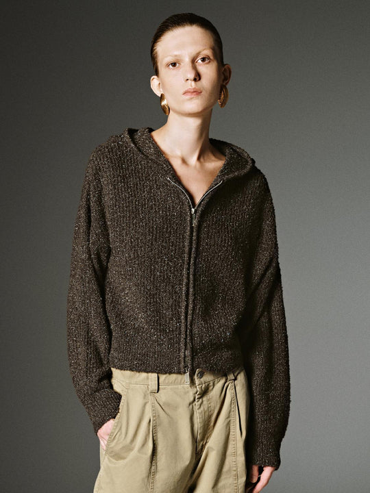 Cardigan lavorati a maglia con collo e zip integrale