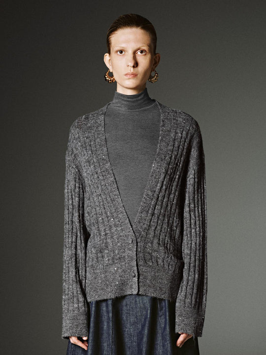 Cárdigans de punto con escote en V