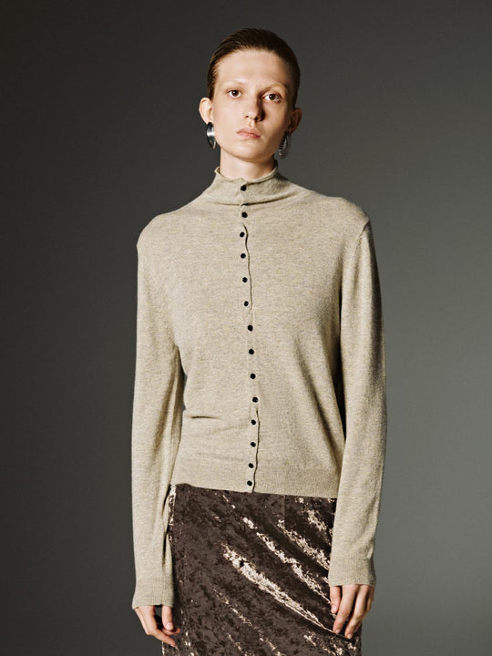 Stand Collar Knitted Cardigans