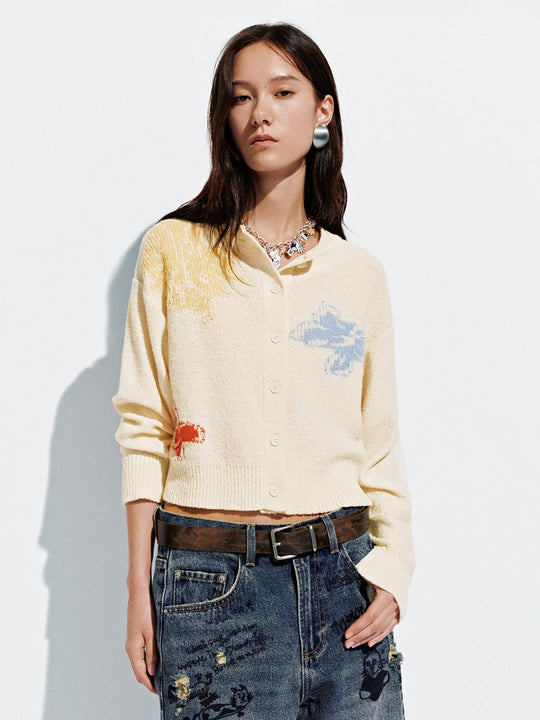 Gedruckte Strickjacken mit Knopfleiste