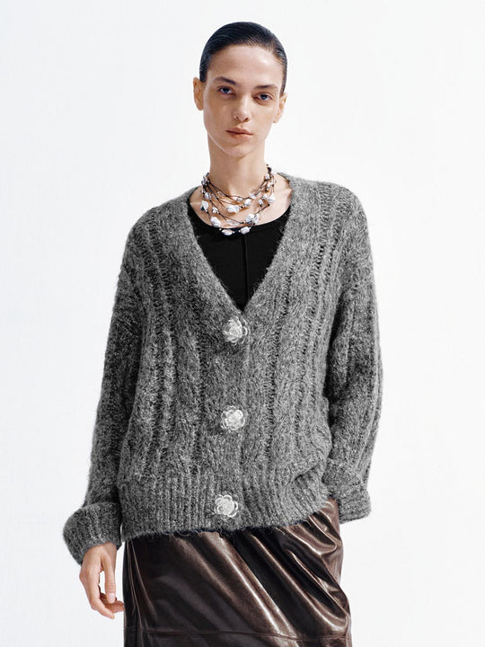 Oversize V-Neck Knitted Cardigans