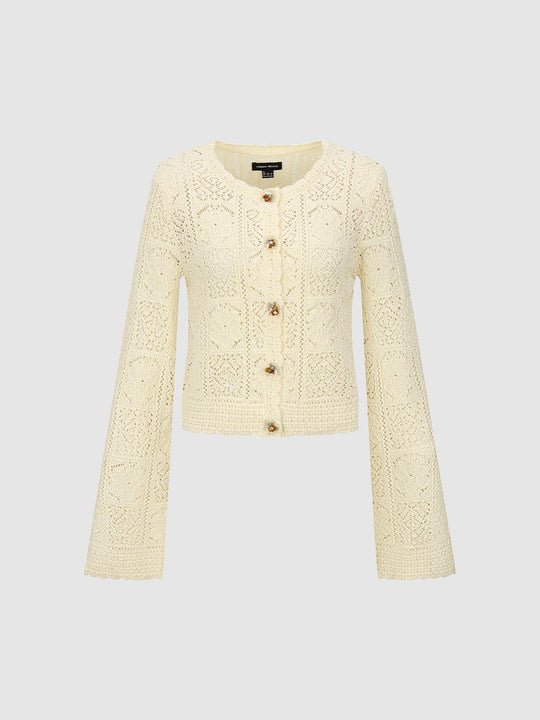 Crew Neck Open Knitted Cardigans