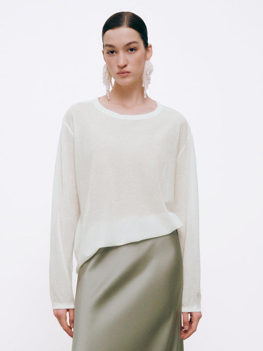 Crew Neck Long Sleeve Knitted T-Shirts