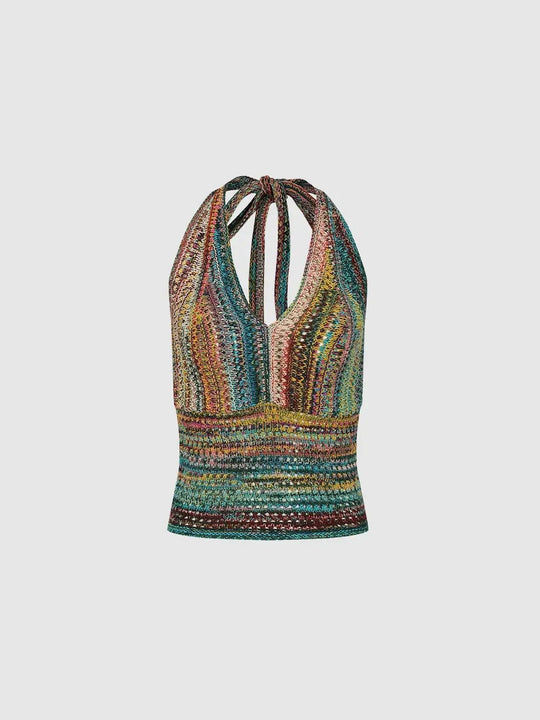 Camisetas sin mangas de punto con cuello halter