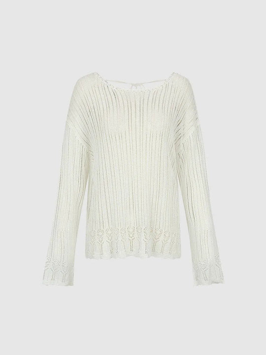 Boat Neck Striped Long Sleeve Knitted T-Shirts