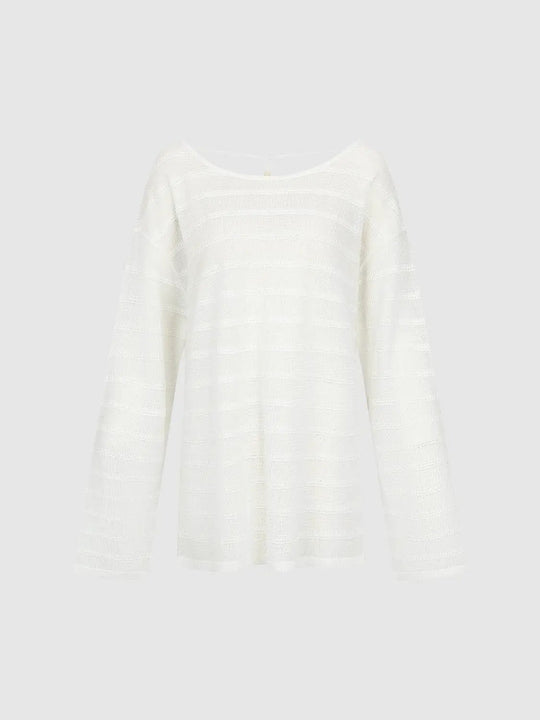 Textured Stripe Long Sleeve Knitted T-Shirt