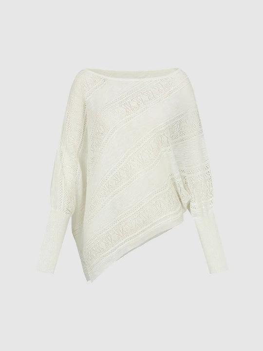 Diagonal Lace Knit Viscose Lyocell Long Sleeve T-Shirts