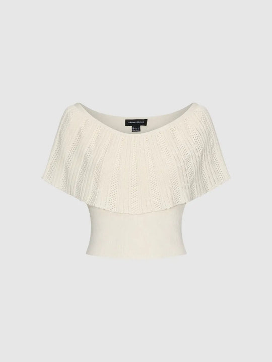 Cotton Textured Ribbed Knit Cropped Silhouette Top