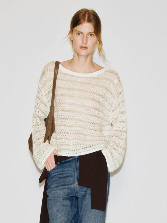 Oversized Striped Mohair and Wool Sweater