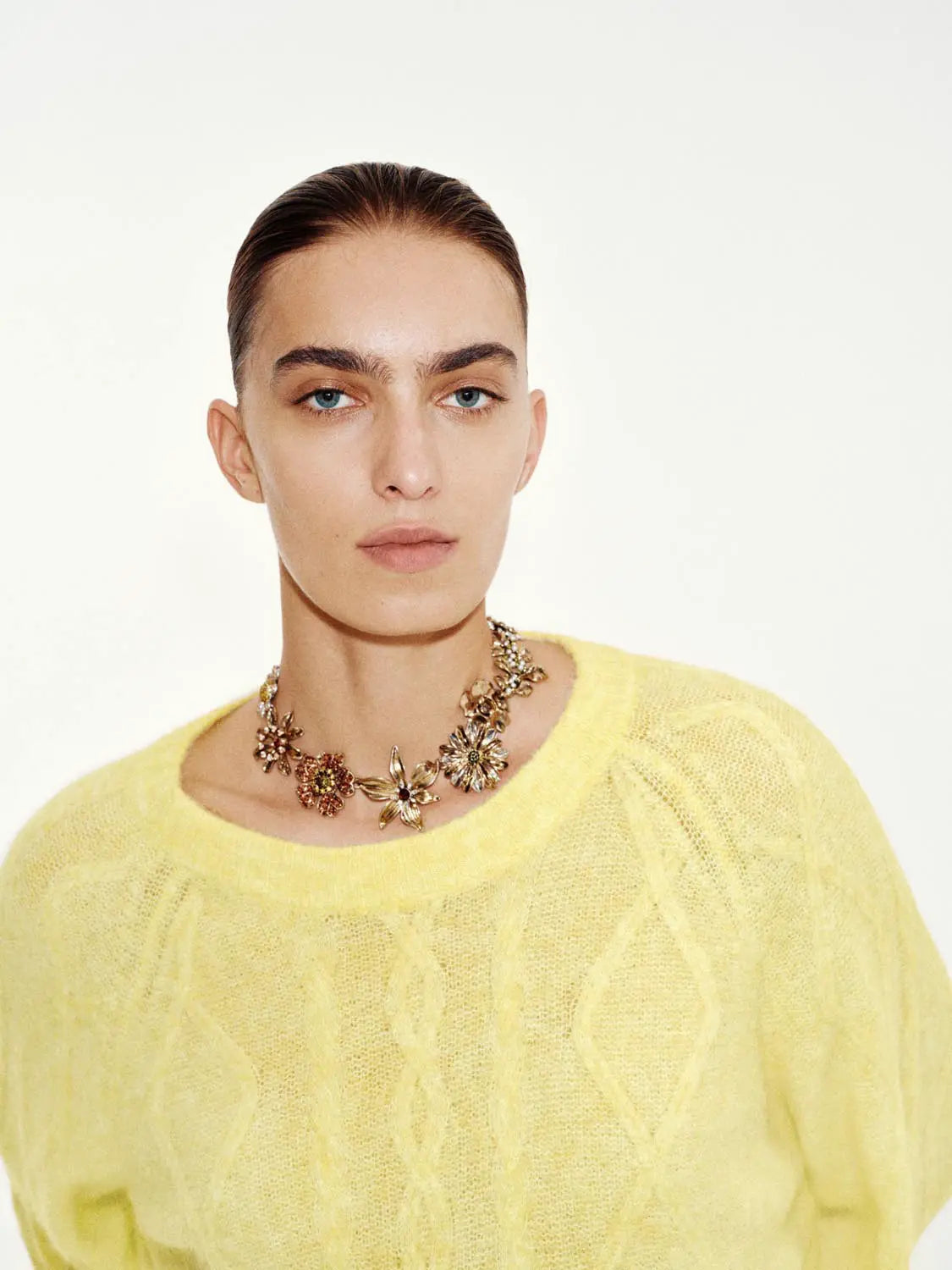 Urban Revivo Knit T-Shirt in pale yellow knit fabric