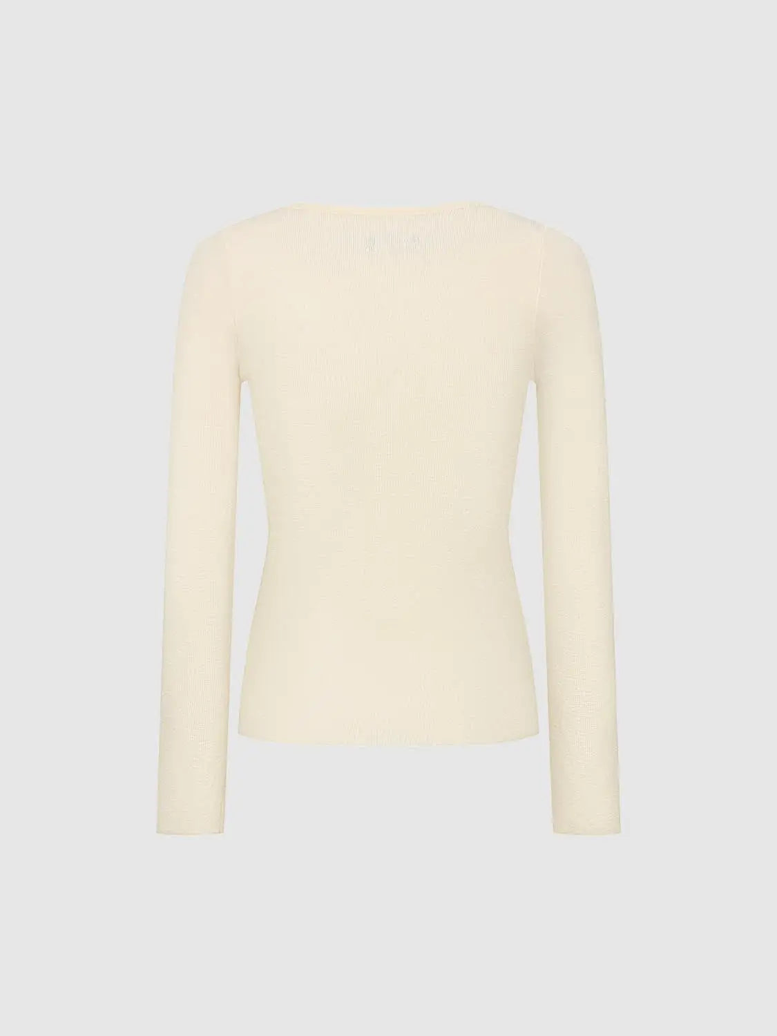 Knitted T-Shirt in ivory cream, long sleeves, back view