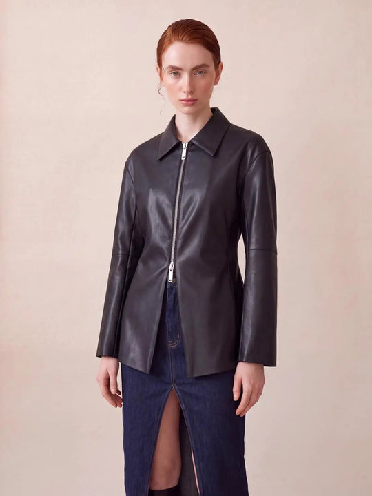 Zip Up Front Vegan Leather Jackets