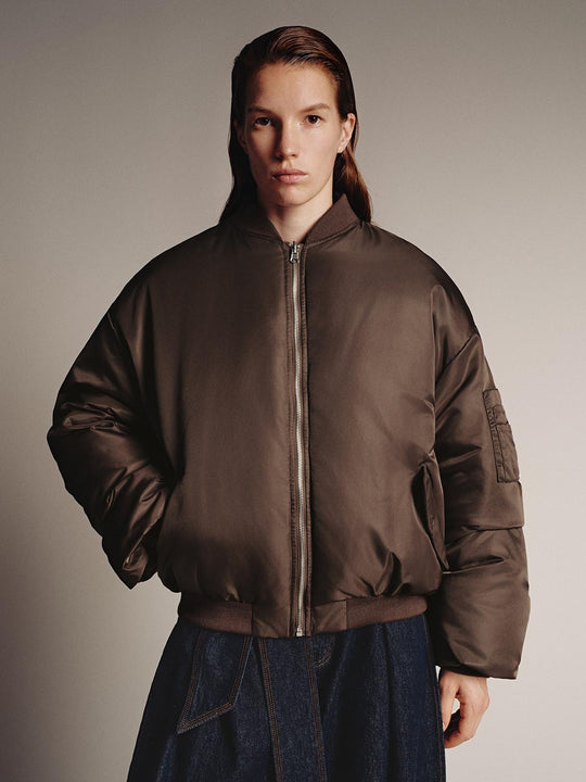 Bubble Hem Down Bomber Jackets