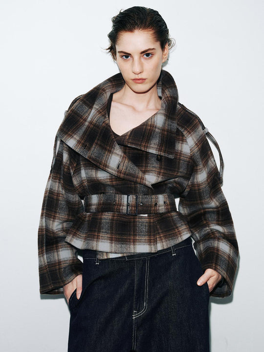 Plaid Wool Blend Jackets - Suggy