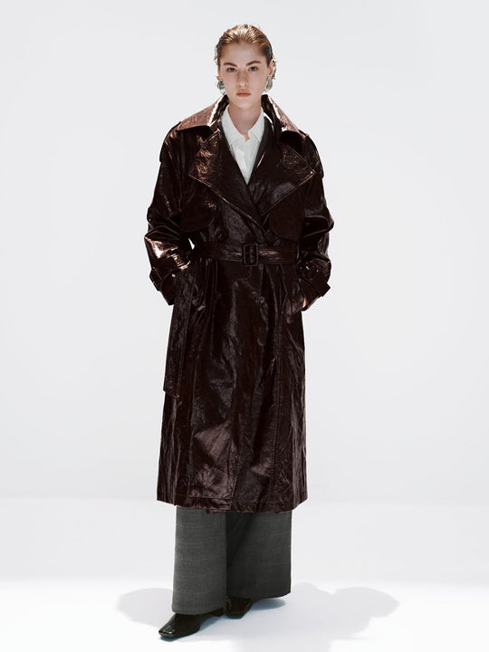 Abrigos Trench Sobredimensionados de PU