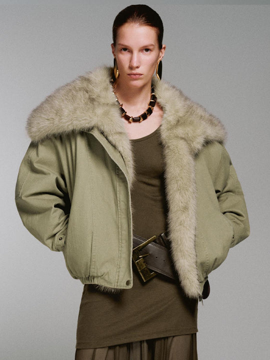 Faux Fur Large Collar Padded Jackets