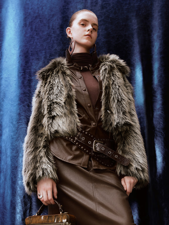 Collared Faux Fur Coats