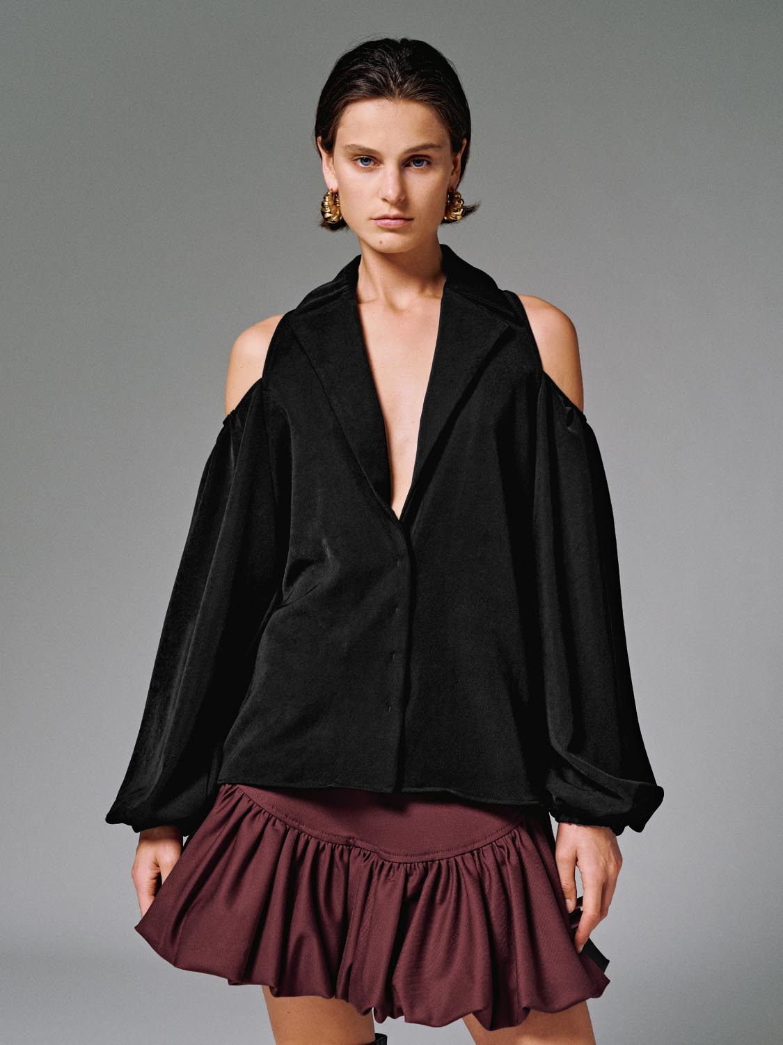 Cutout Puff Sleeve Jackets