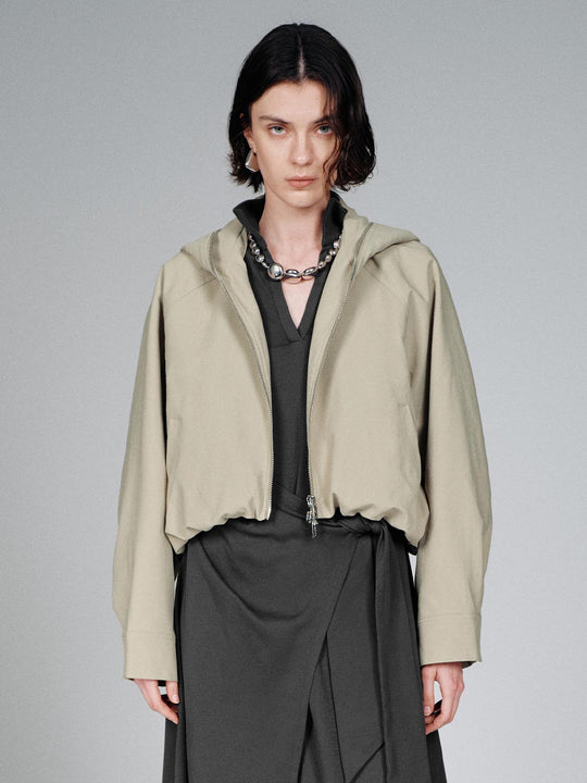 Hooded Bubble Hem Bomber Jackets